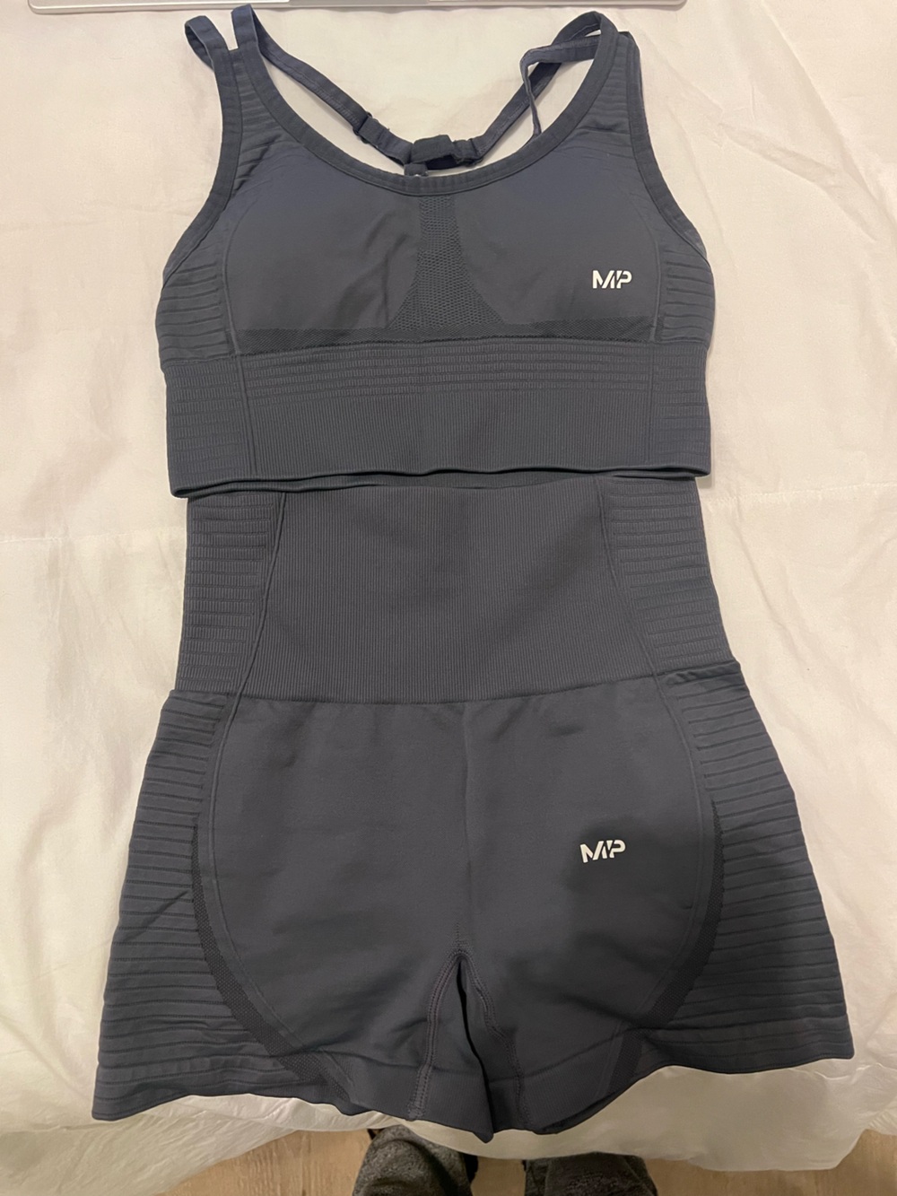 MP Seamless High-Support Sports Bra & Shorts Set in Charcoal